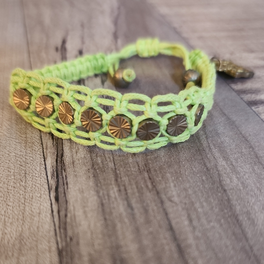 Pura Vida Neon Yellow Bracelet with Bronze Accents